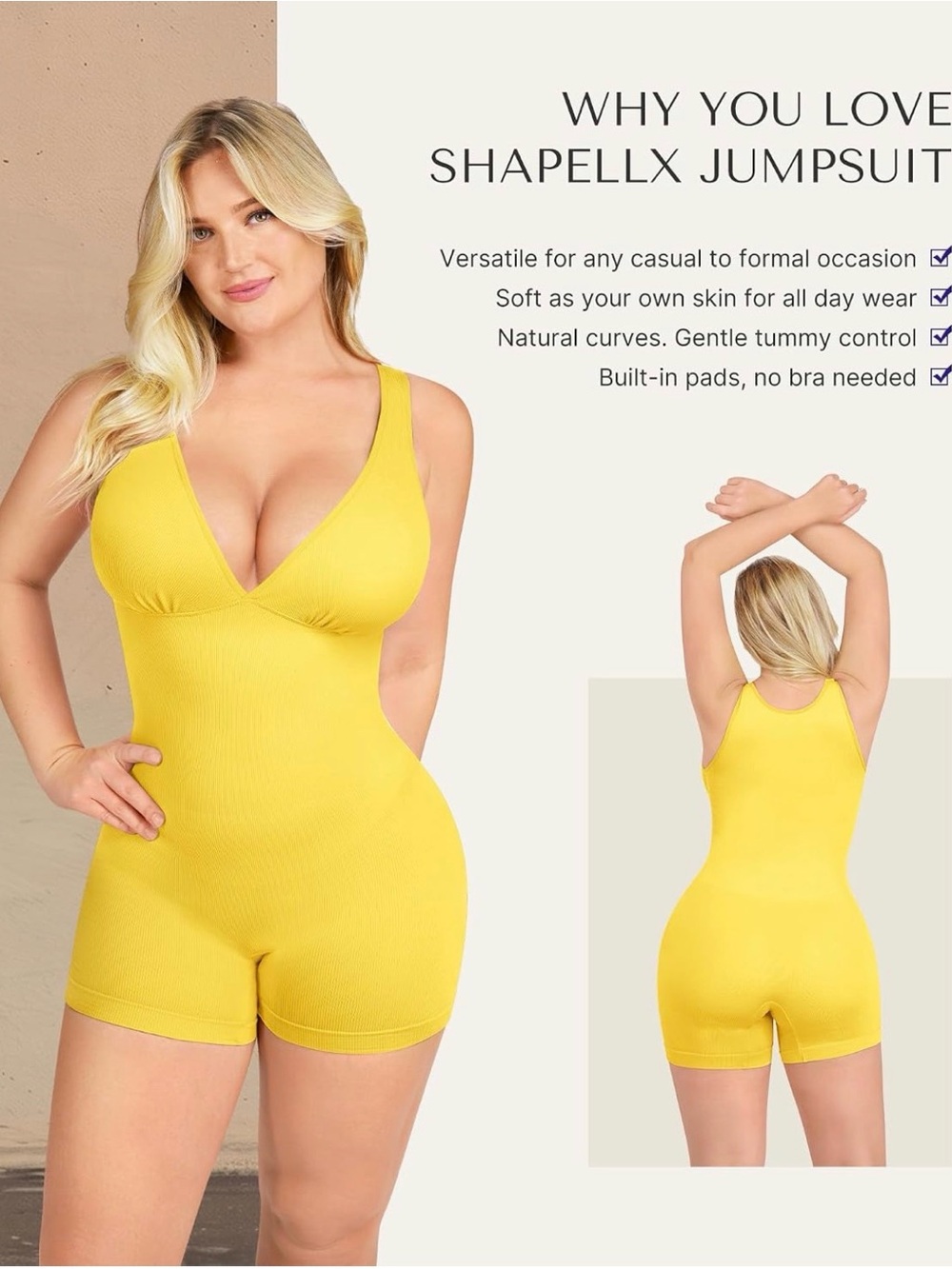 NWT bundle of 2 jumpsuits SHAPELLX Tummy Control Jumpsuit for Women Sexy V Neck.